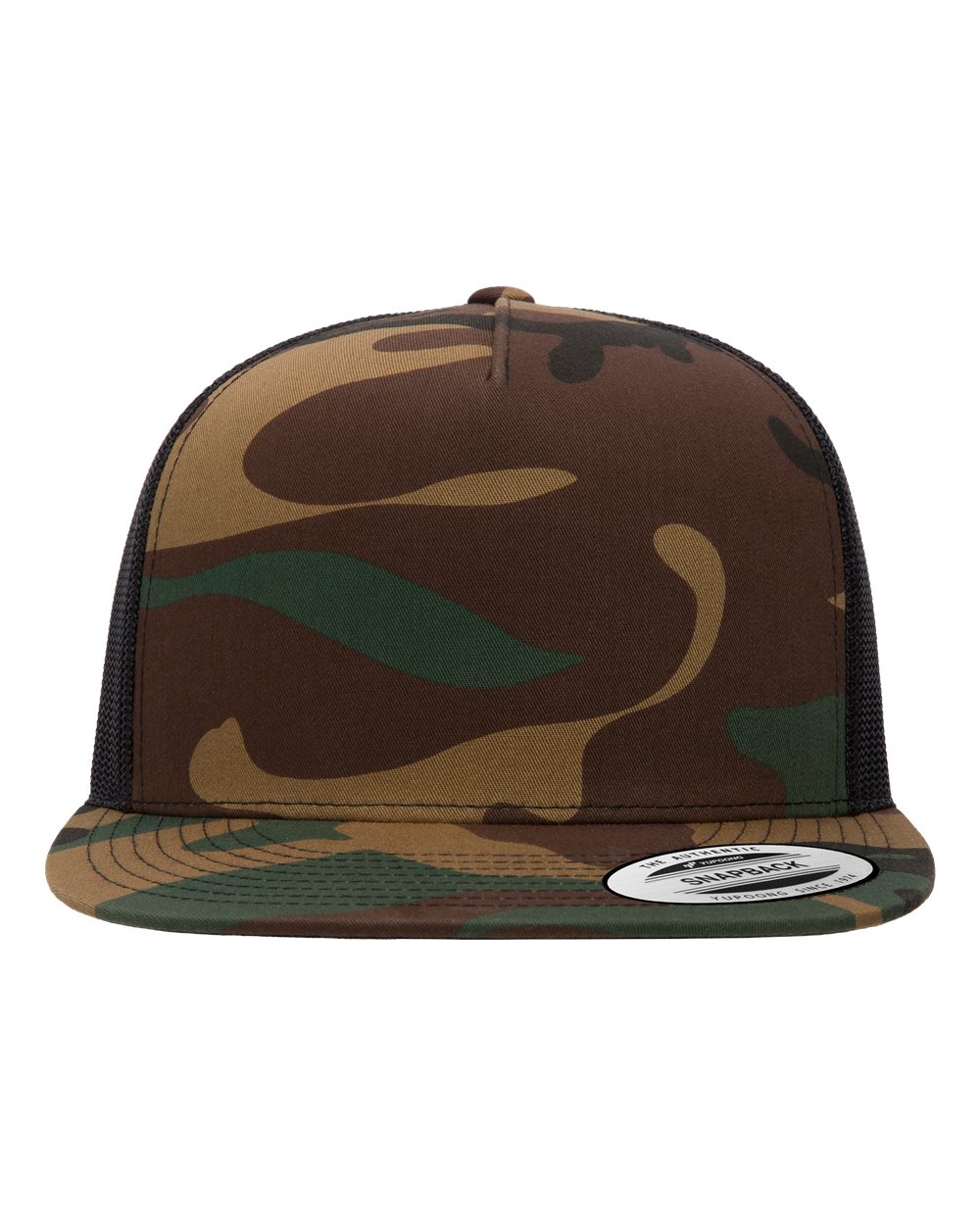 Five-Panel Classic Trucker Cap - Front - B61595970 - Green Camo/ Black