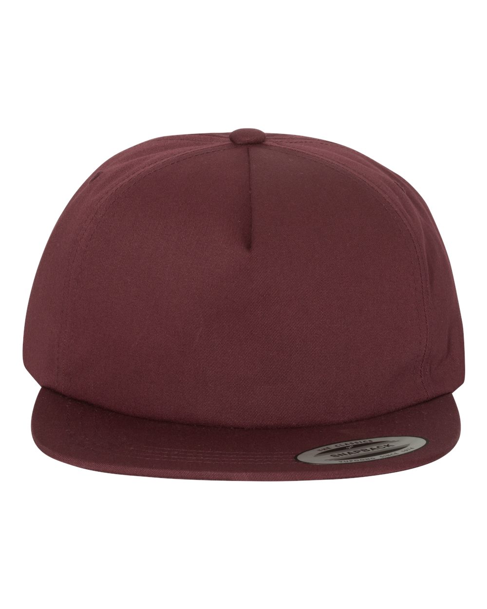 Lightly-Structured Five-Panel Snapback Cap - Front - B44495530 - Maroon