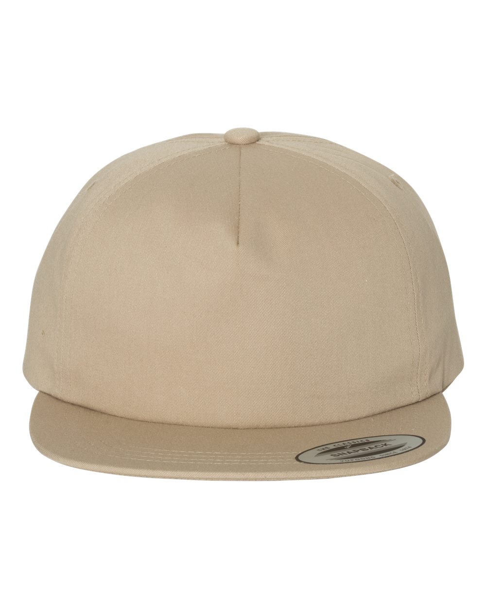 Lightly-Structured Five-Panel Snapback Cap - Front - B44495770 - Khaki