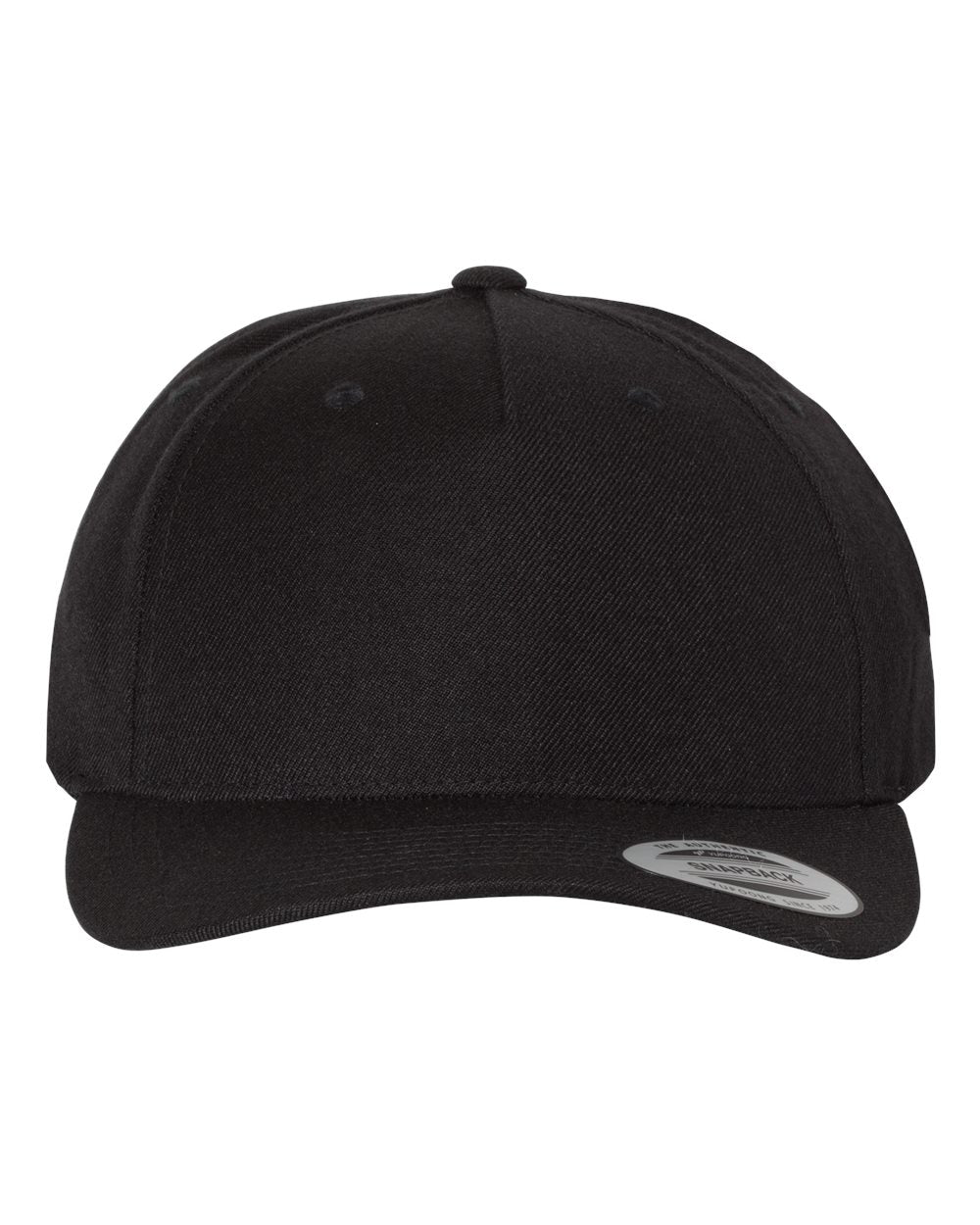 Premium Five-Panel Curved Bill Snapback Cap - Front - B07295500 - Black