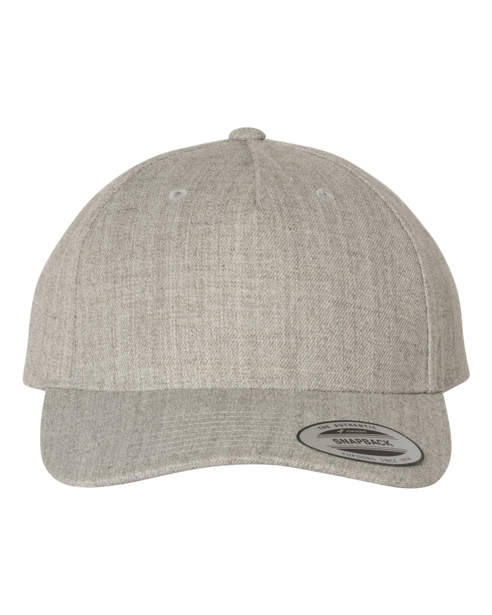 Premium Five-Panel Curved Bill Snapback Cap - Front - B07295580 - Heather Grey