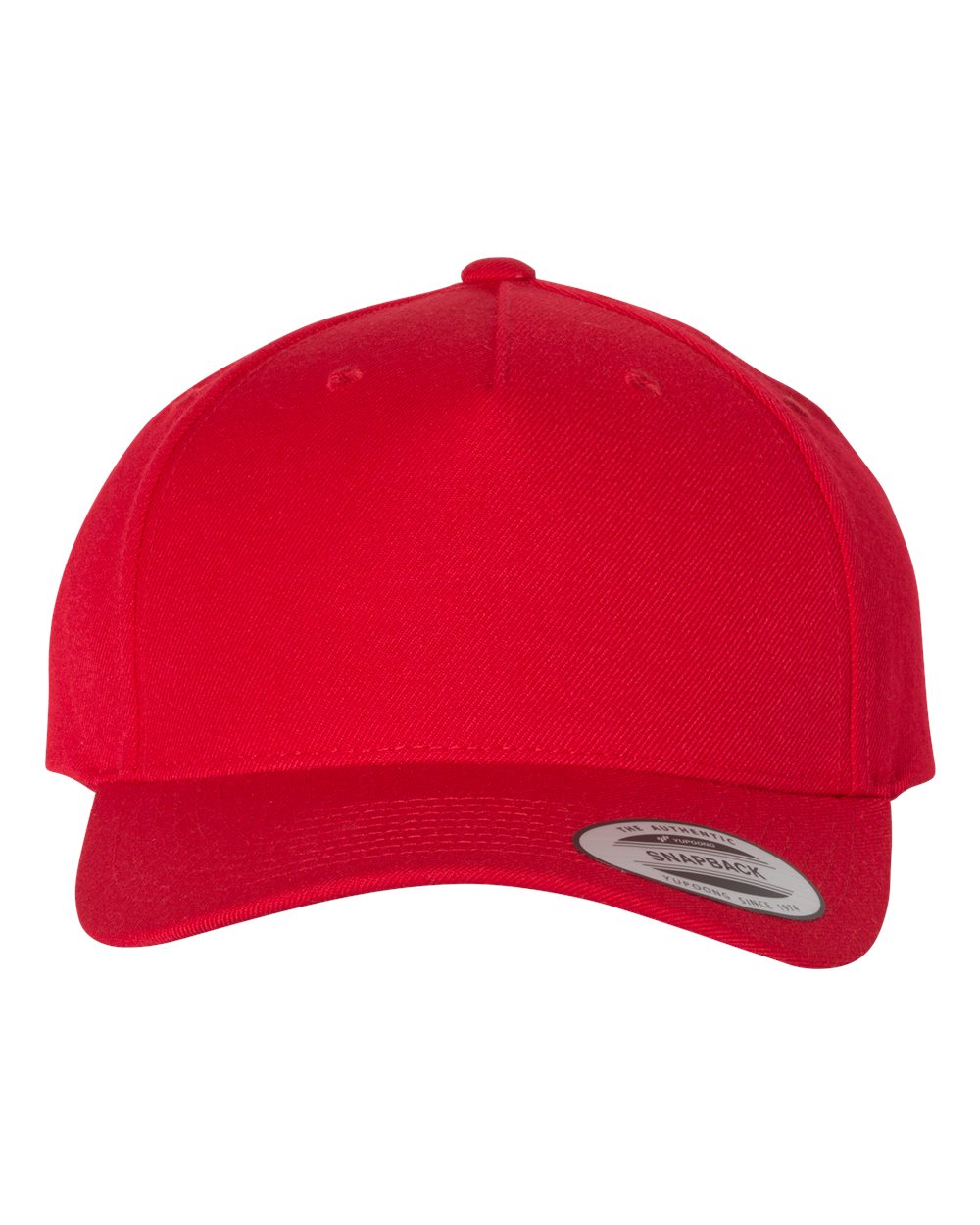 Premium Five-Panel Curved Bill Snapback Cap - Front - B07295700 - Red