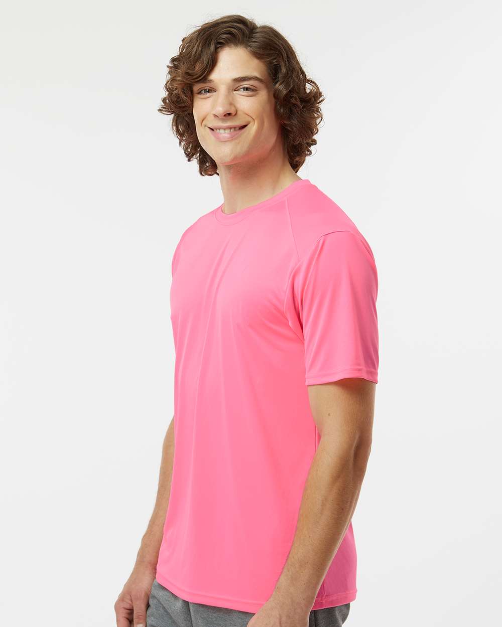 Unisex Islander Performance T-Shirt - OnModelSide - B10171313 - Neon Pink