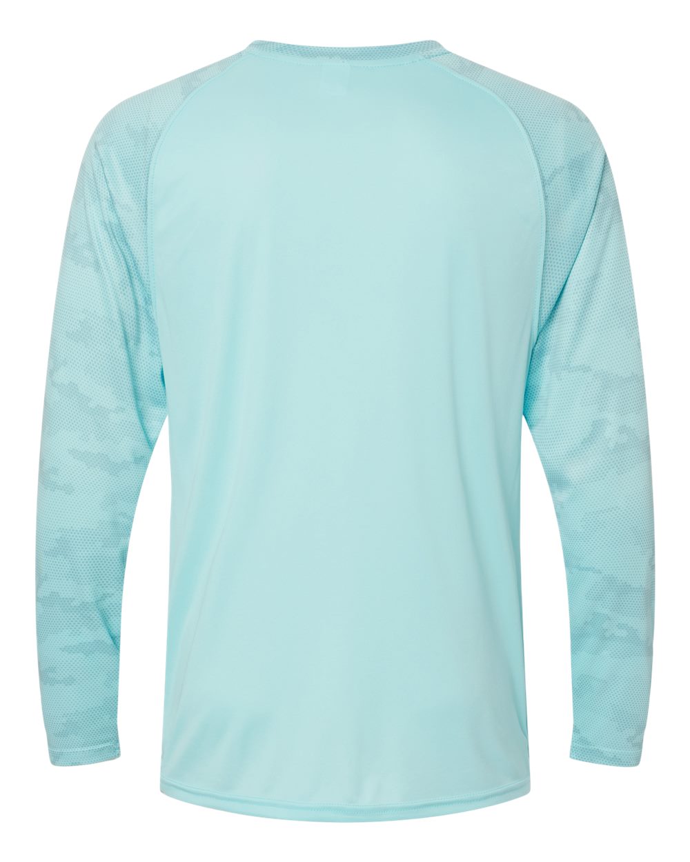 Unisex Cayman Performance Camo Colorblocked Long Sleeve T-Shirt - Back - B10371172 - Aqua Blue