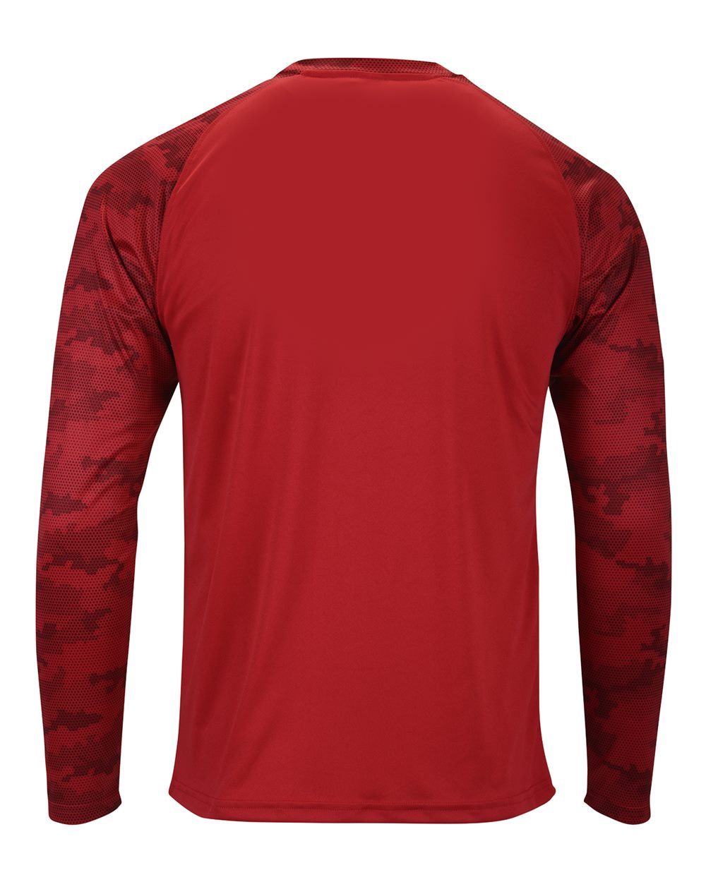 Unisex Cayman Performance Camo Colorblocked Long Sleeve T-Shirt - Back - B10371702 - Red