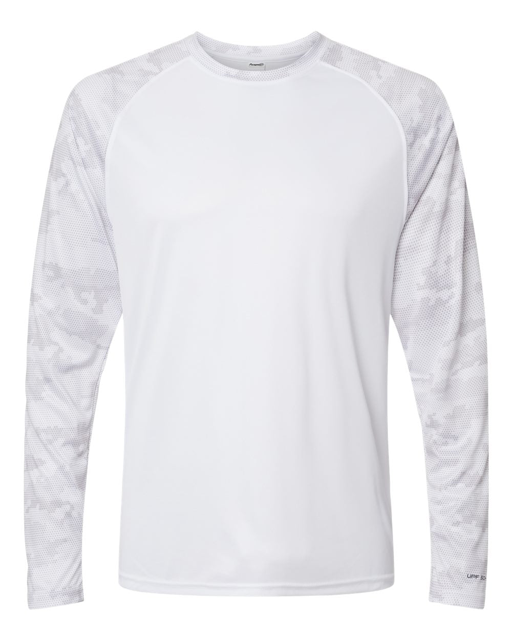 Unisex Cayman Performance Camo Colorblocked Long Sleeve T-Shirt - Front - B10371002 - White