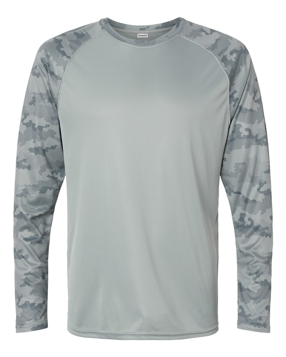 Unisex Cayman Performance Camo Colorblocked Long Sleeve T-Shirt - Front - B10371092 - Medium Grey