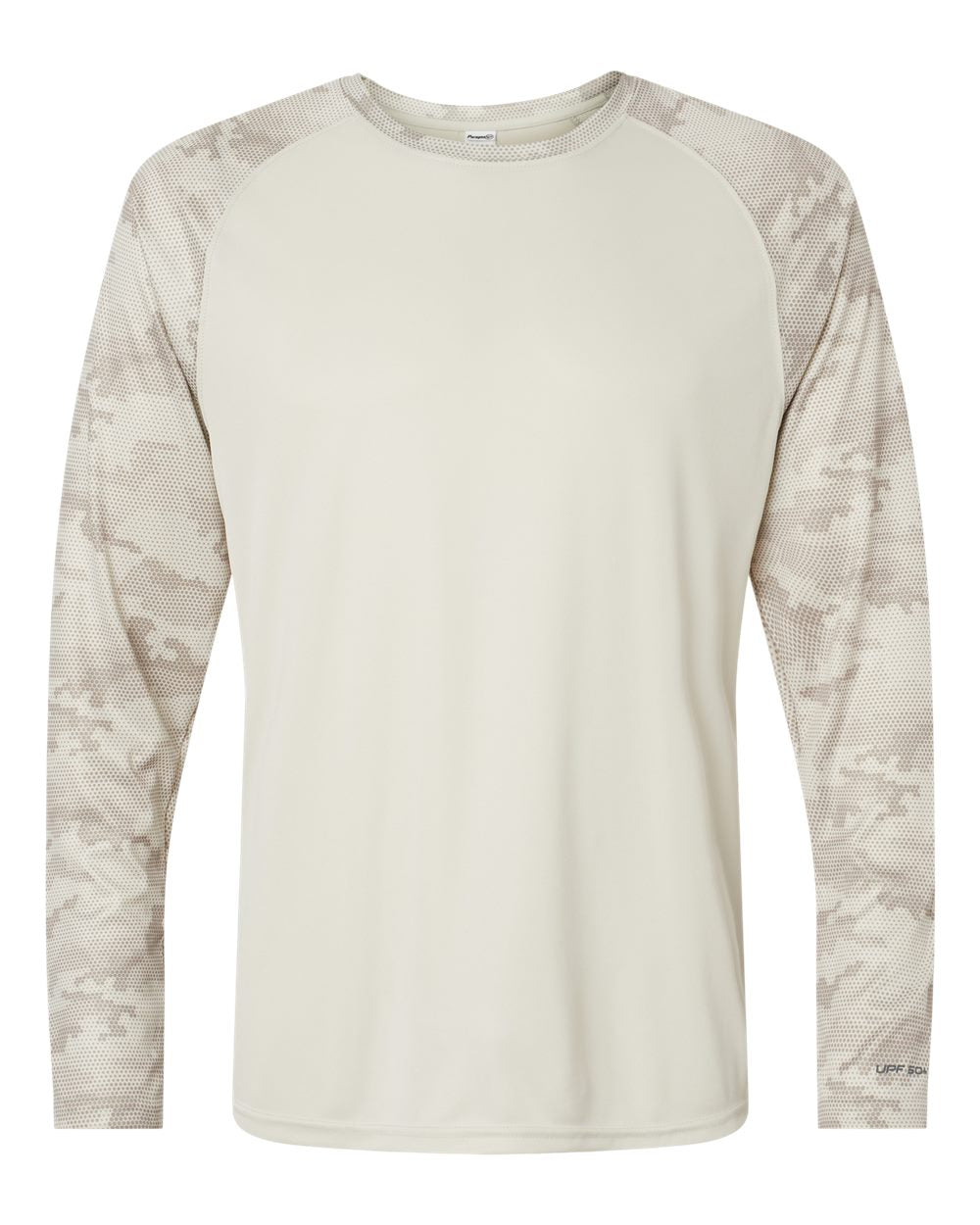 Unisex Cayman Performance Camo Colorblocked Long Sleeve T-Shirt - Front - B10371242 - Sand