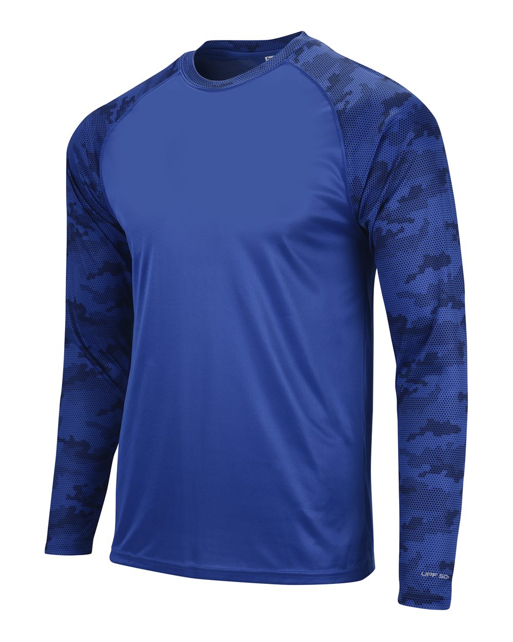 Unisex Cayman Performance Camo Colorblocked Long Sleeve T-Shirt - Side - B10371752 - Royal