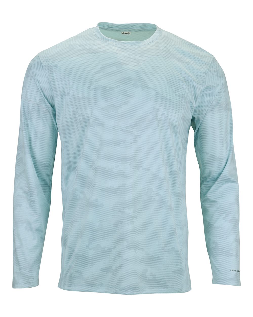 Unisex Pompano Performance Camo Long Sleeve T-Shirt - Front - B10471173 - Aqua Blue
