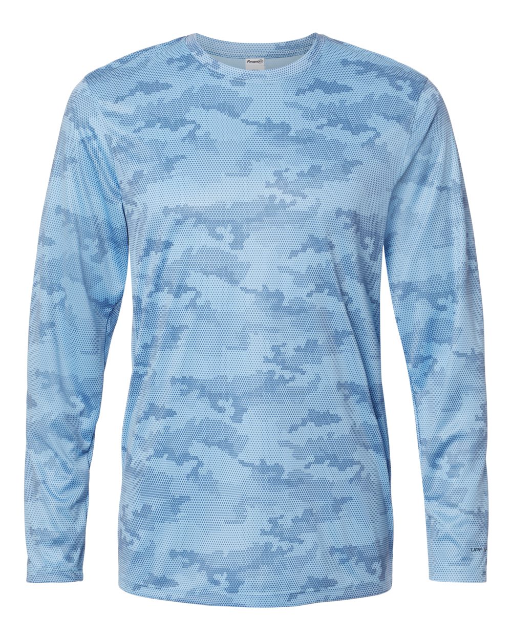 Unisex Pompano Performance Camo Long Sleeve T-Shirt - Front - B10471262 - Blue Mist
