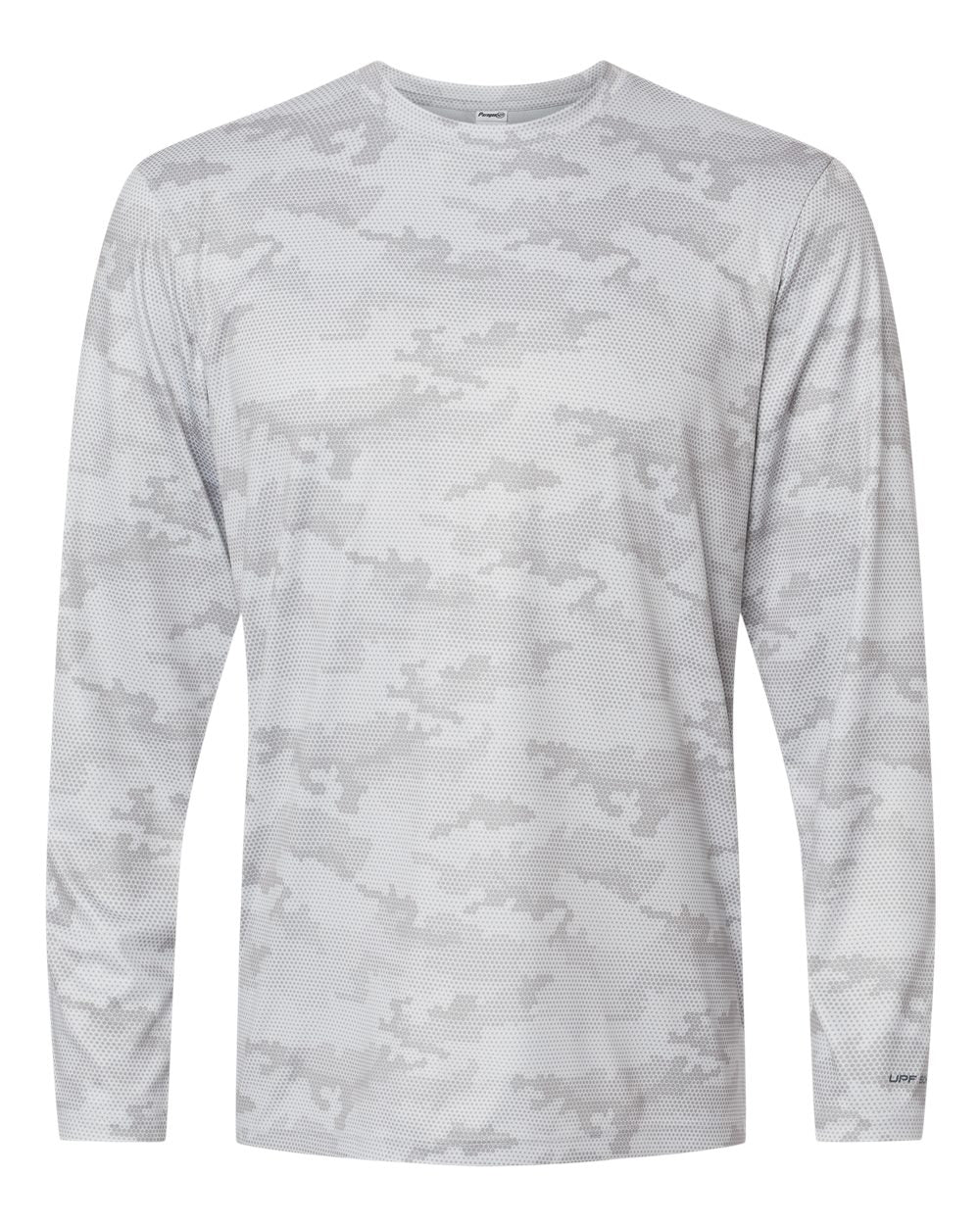 Unisex Pompano Performance Camo Long Sleeve T-Shirt - Front - B10471352 - Aluminum