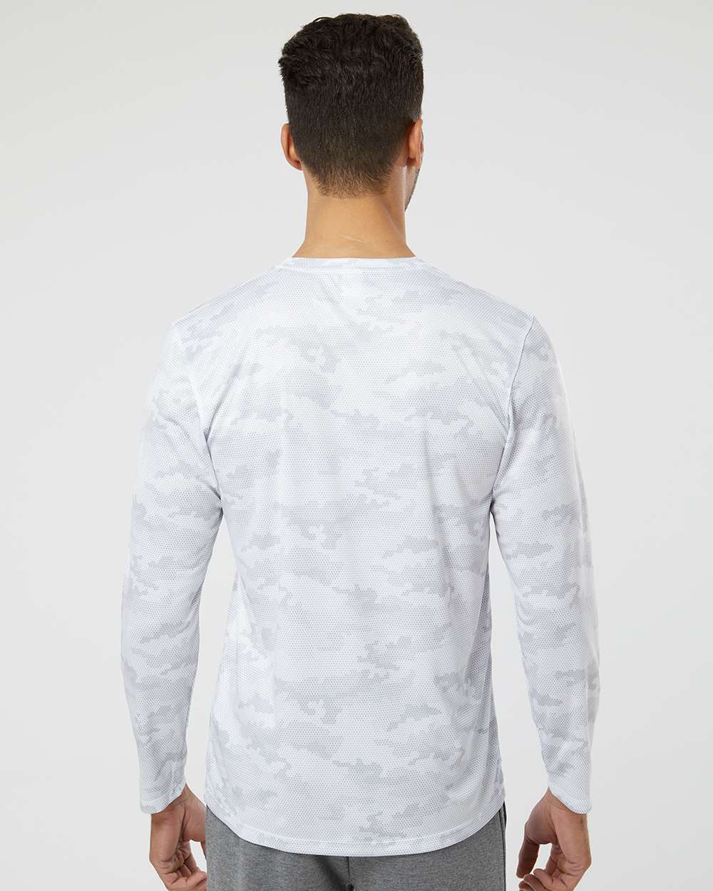 Unisex Pompano Performance Camo Long Sleeve T-Shirt - OnModelBack - B10471002 - White