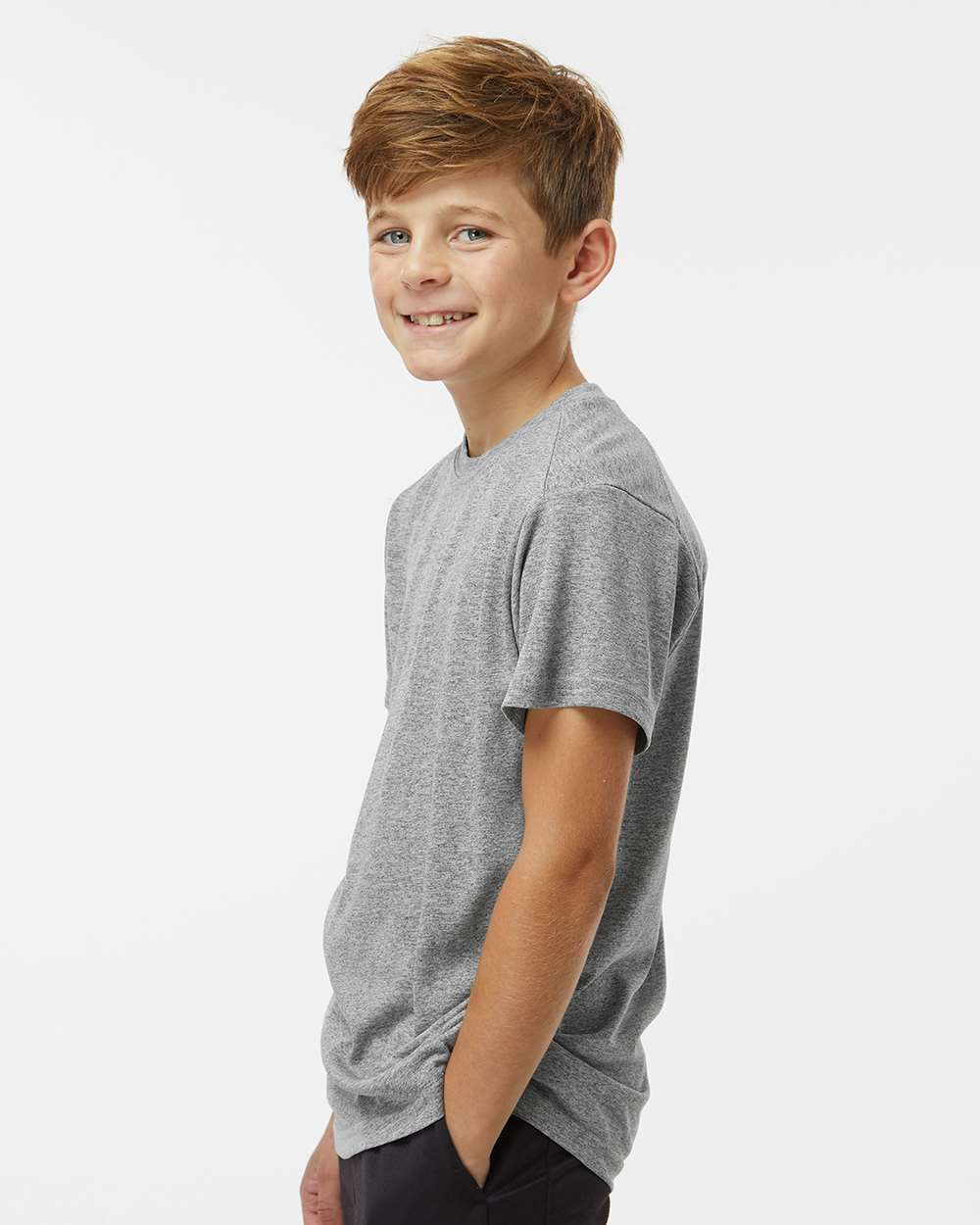 Youth Islander Performance T-Shirt - OnModelSide - B12371093 - Heather Grey