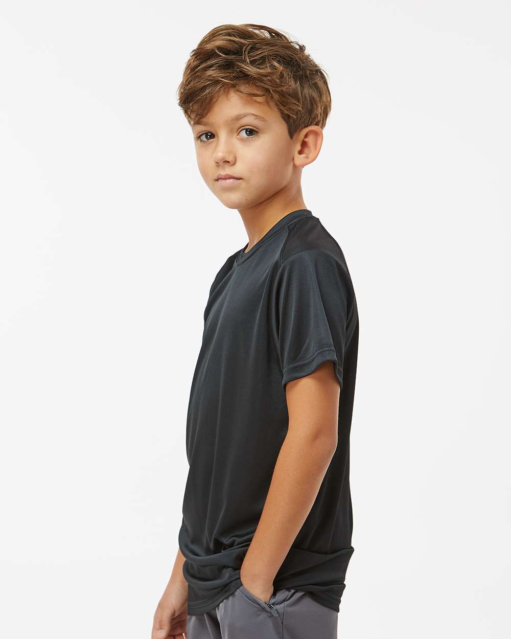 Youth Islander Performance T-Shirt - OnModelSide - B12371503 - Black