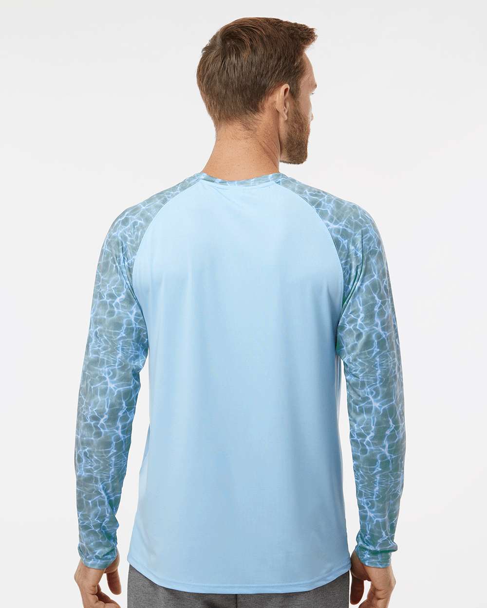 Men's Panama Colorblocked Long Sleeve T-Shirt - OnModelBack - B14371252 - Grey Mist Water
