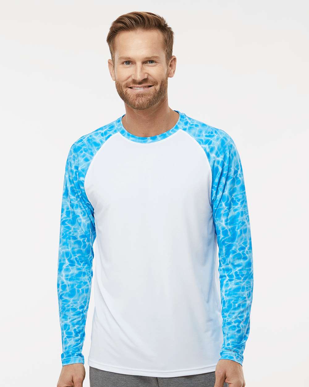 Men's Panama Colorblocked Long Sleeve T-Shirt - OnModelFront - B14371532 - Blue Water