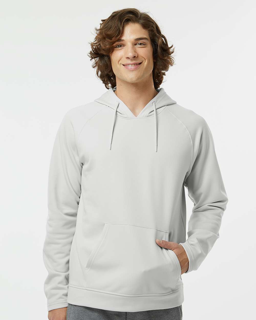 Unisex Vail Performance Fleece Hooded Sweatshirt - OnModelFront - B14971352 - Aluminum