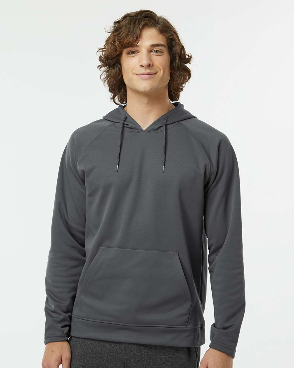 Unisex Vail Performance Fleece Hooded Sweatshirt - OnModelFront - B14971582 - Graphite