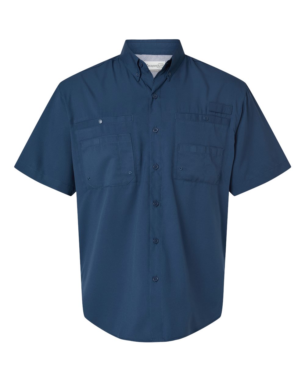 Men's Hatteras Performance Short Sleeve Fishing Shirt - Front - B15771653 - Navy