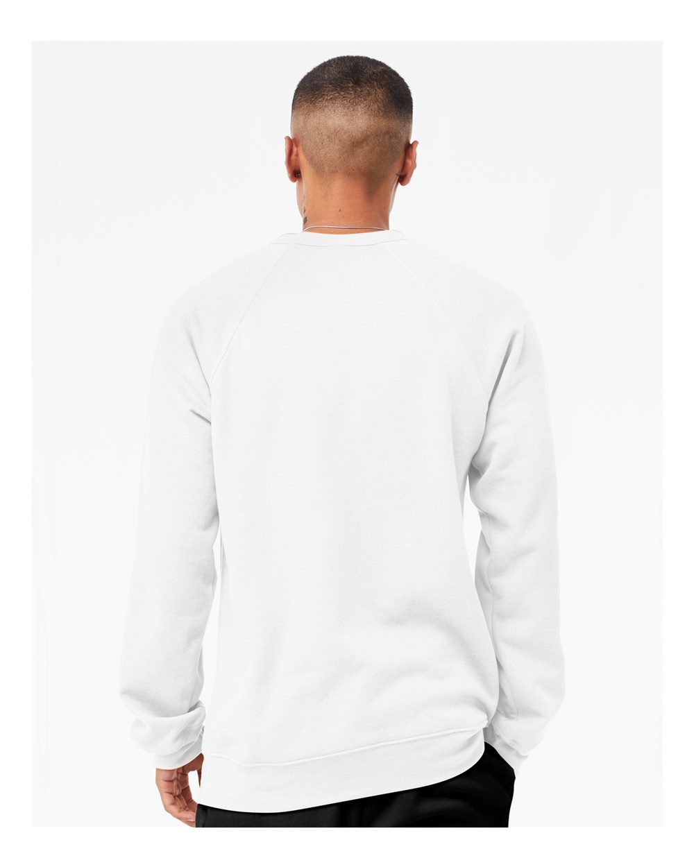 Sponge Fleece Raglan Crewneck Sweatshirt - OnModelBack - B85106012 - White
