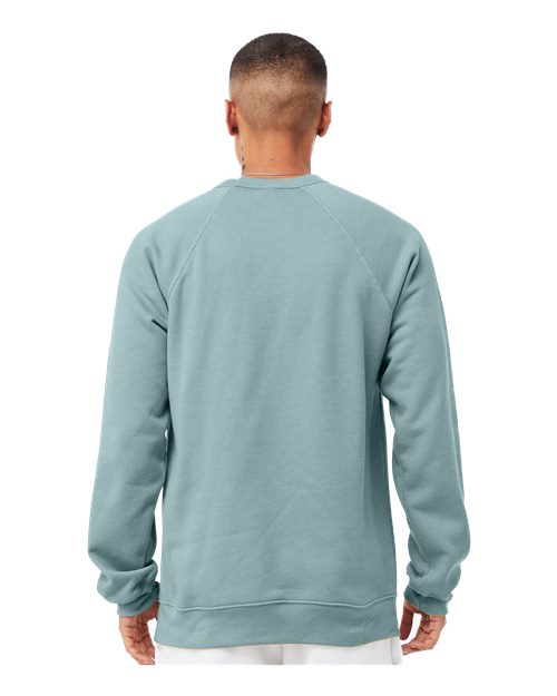 Sponge Fleece Raglan Crewneck Sweatshirt - OnModelBack - B85106262 - Heather Blue Lagoon