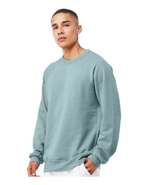 Sponge Fleece Raglan Crewneck Sweatshirt - OnModelSide - B85106262 - Heather Blue Lagoon