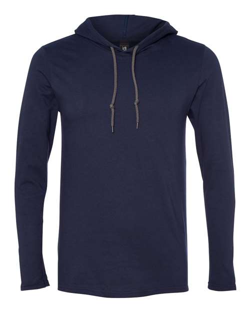 Softstyle® Lightweight Hooded Long Sleeve T-Shirt - Front - B50960653 - Navy/ Dark Grey
