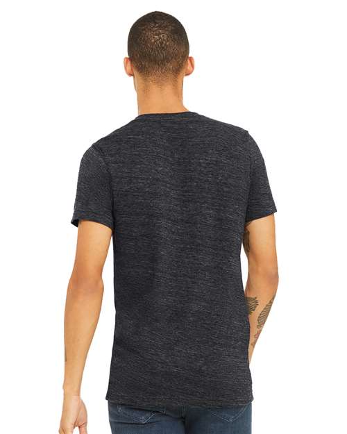 Textured Jersey V-Neck Tee - OnModelBack - B03406112 - Charcoal Black Slub