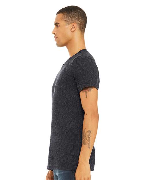 Textured Jersey V-Neck Tee - OnModelSide - B03406112 - Charcoal Black Slub