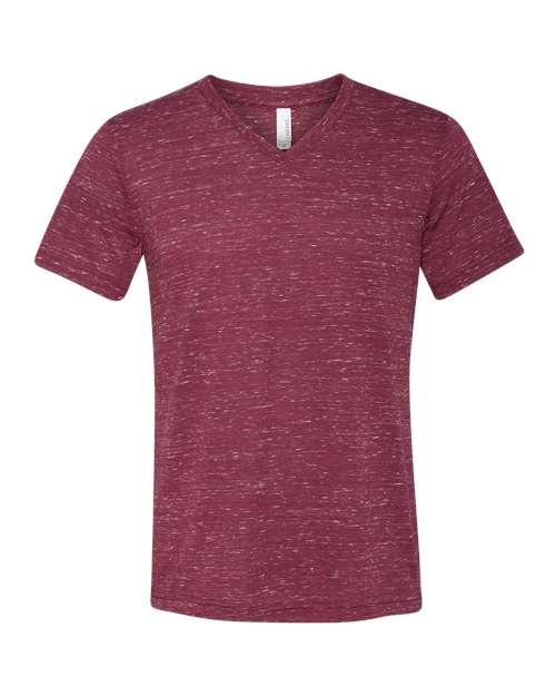 Textured Jersey V-Neck Tee - Front - B03406532 - Maroon Marble