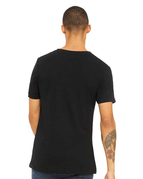 Textured Jersey V-Neck Tee - OnModelBack - B03406522 - Solid Black Slub