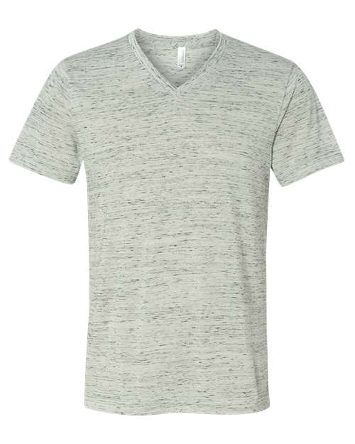 Textured Jersey V-Neck Tee - Front - B03406012 - White Marble