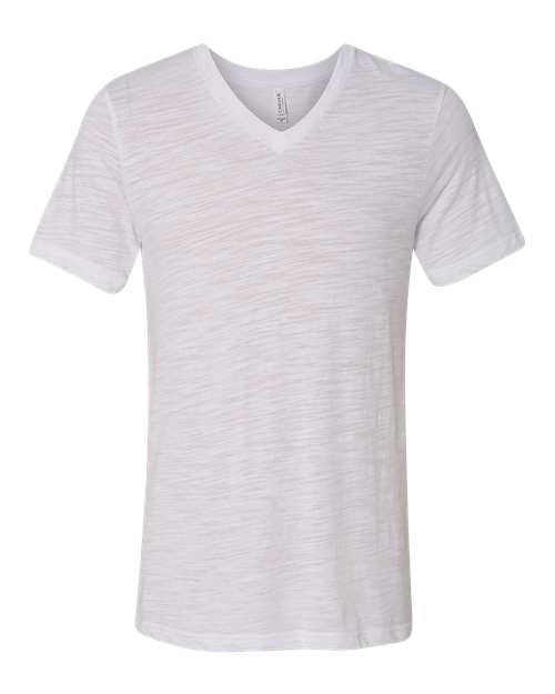 Textured Jersey V-Neck Tee - Front - B03406036 - White Slub