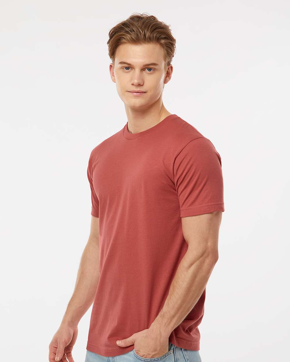 Fine Jersey T-Shirt - OnModelSide - B10259392 - Terracotta