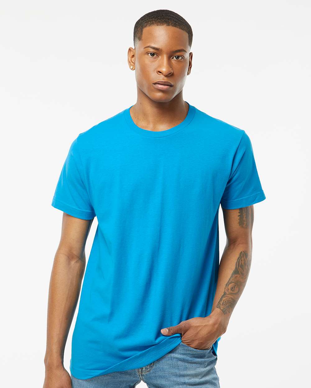 Fine Jersey T-Shirt - OnModelFront - B10259782 - Turquoise