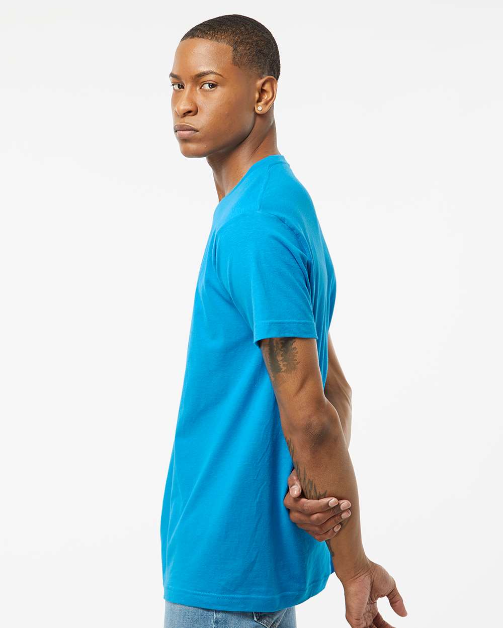 Fine Jersey T-Shirt - OnModelSide - B10259782 - Turquoise