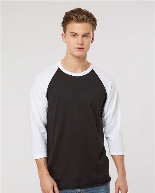 Fine Jersey Raglan T-Shirt - OnModelFront - B30359002 - Black/ White