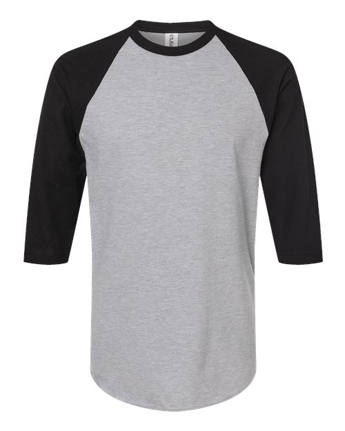 Fine Jersey Raglan T-Shirt - Front - B30359092 - Heather Grey/ Black