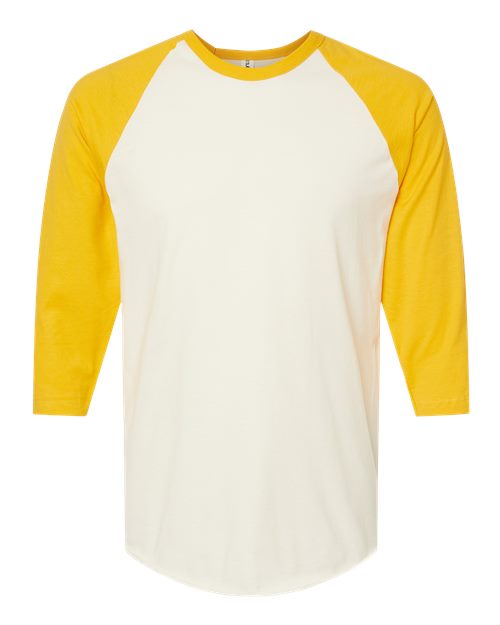 Fine Jersey Raglan T-Shirt - Front - B30359142 - Vintage White/ Mellow Yellow