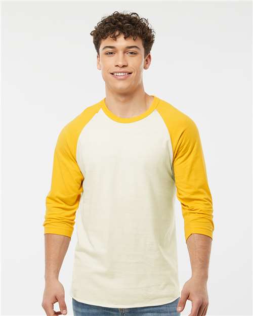 Fine Jersey Raglan T-Shirt - OnModelFront - B30359142 - Vintage White/ Mellow Yellow