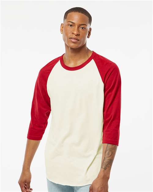 Fine Jersey Raglan T-Shirt - OnModelFront - B30359242 - Vintage White/ Rio Red