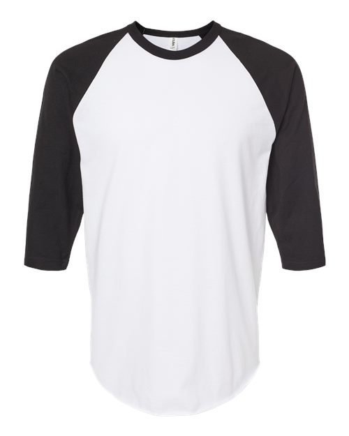 Fine Jersey Raglan T-Shirt - Front - B30359152 - White/ Black