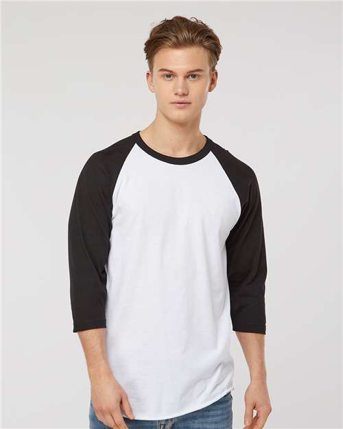 Fine Jersey Raglan T-Shirt - OnModelFront - B30359152 - White/ Black