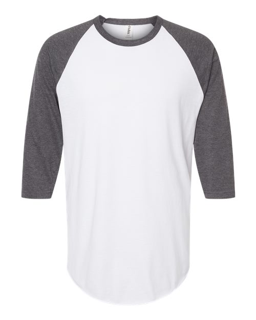 Fine Jersey Raglan T-Shirt - Front - B30359162 - White/ Heather Charcoal