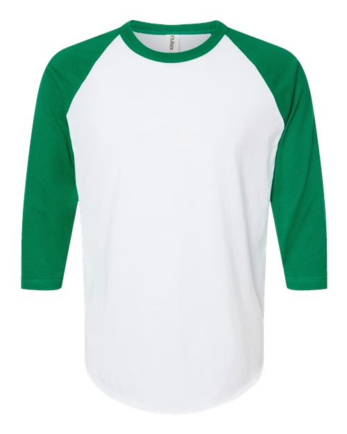 Fine Jersey Raglan T-Shirt - Front - B30359182 - White/ Kelly