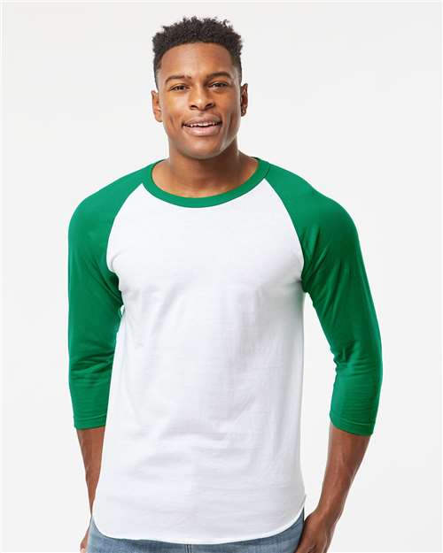 Fine Jersey Raglan T-Shirt - OnModelFront - B30359182 - White/ Kelly