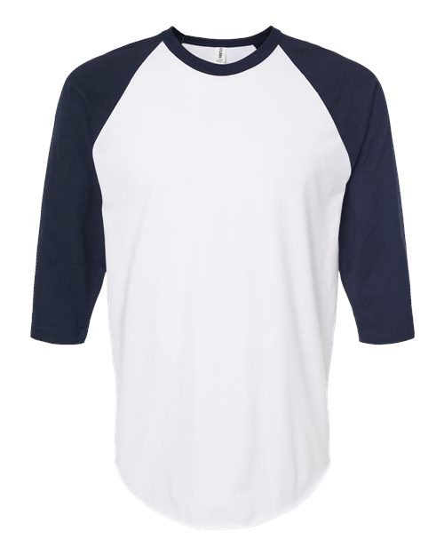 Fine Jersey Raglan T-Shirt - Front - B30359192 - White/ Navy