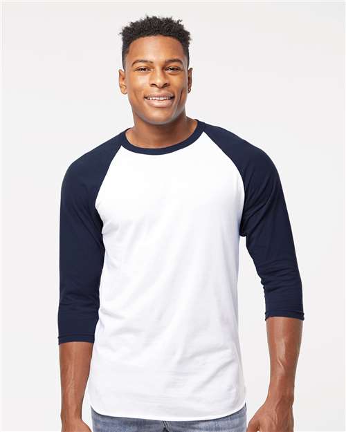 Fine Jersey Raglan T-Shirt - OnModelFront - B30359192 - White/ Navy