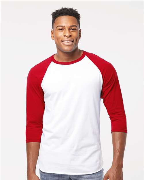 Fine Jersey Raglan T-Shirt - OnModelFront - B30359202 - White/ Red